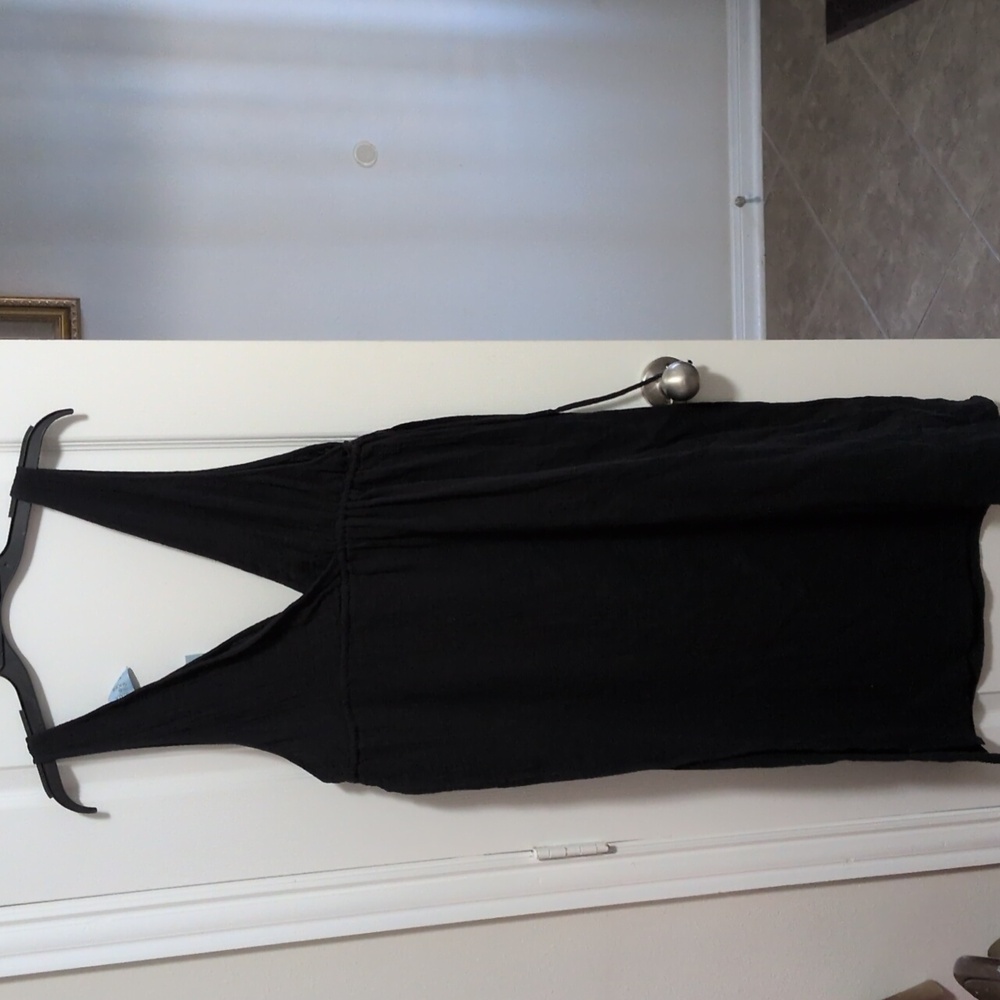 BlackLow Cut Cover Up Midi Dressy, Gauze Material - Picture 6 of 7